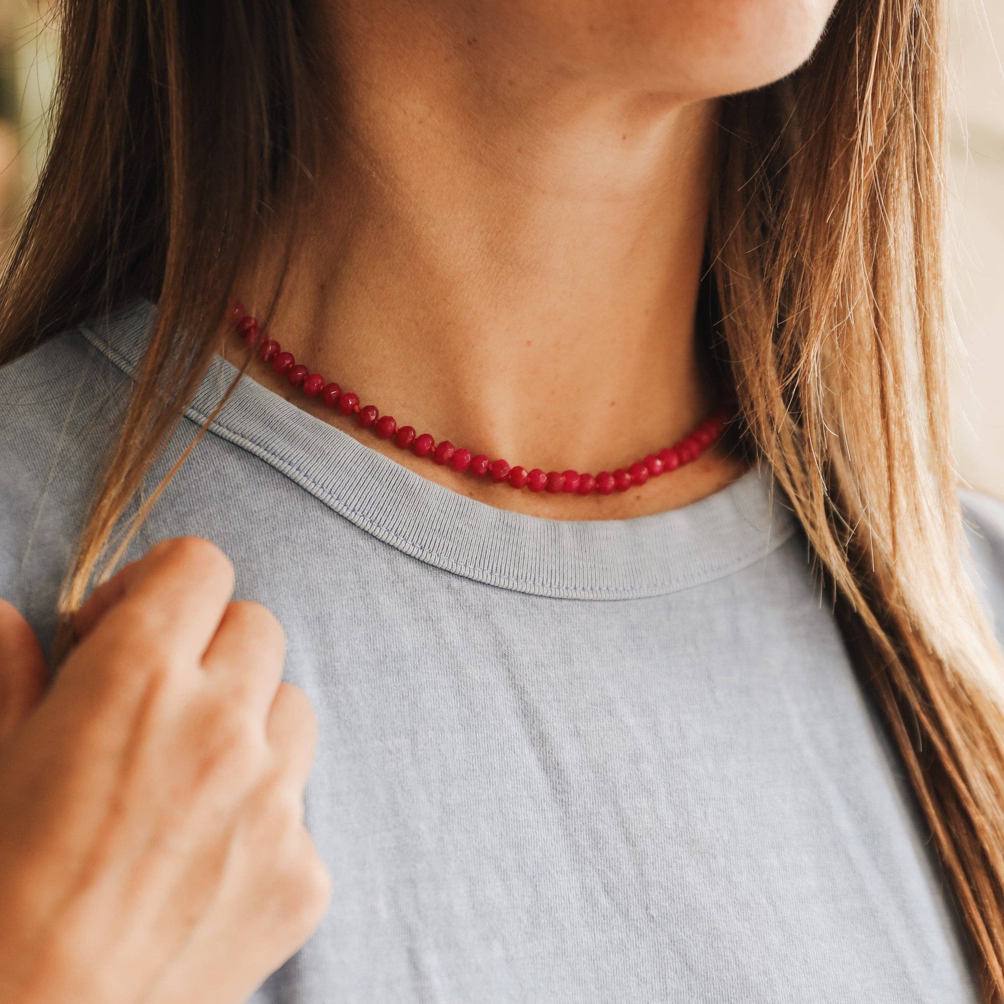 Pink Jade Gemstone Necklace