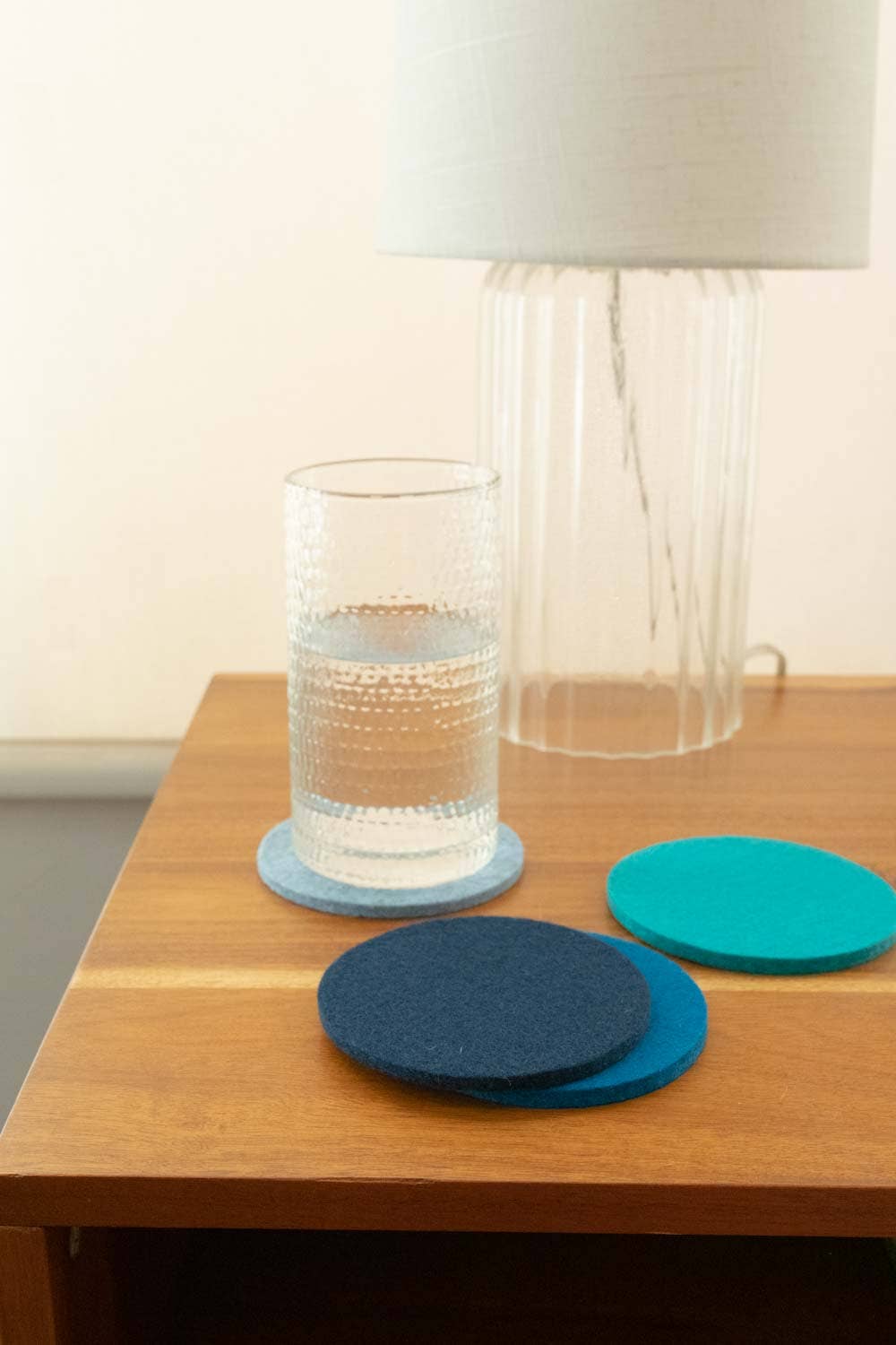 Bierfilzl Merino Wool Felt Round Coaster 4 Pack Ocean
