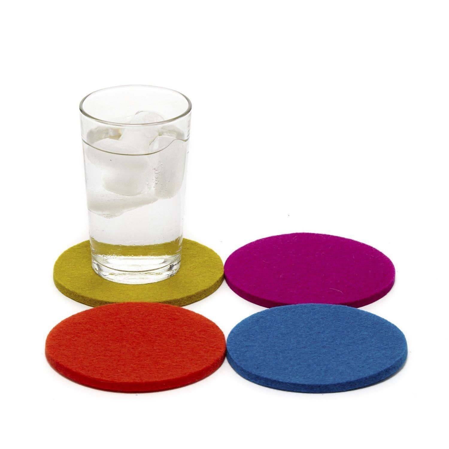 Bierfilzl Merino Wool Felt Round Coaster 4 Pack Electric