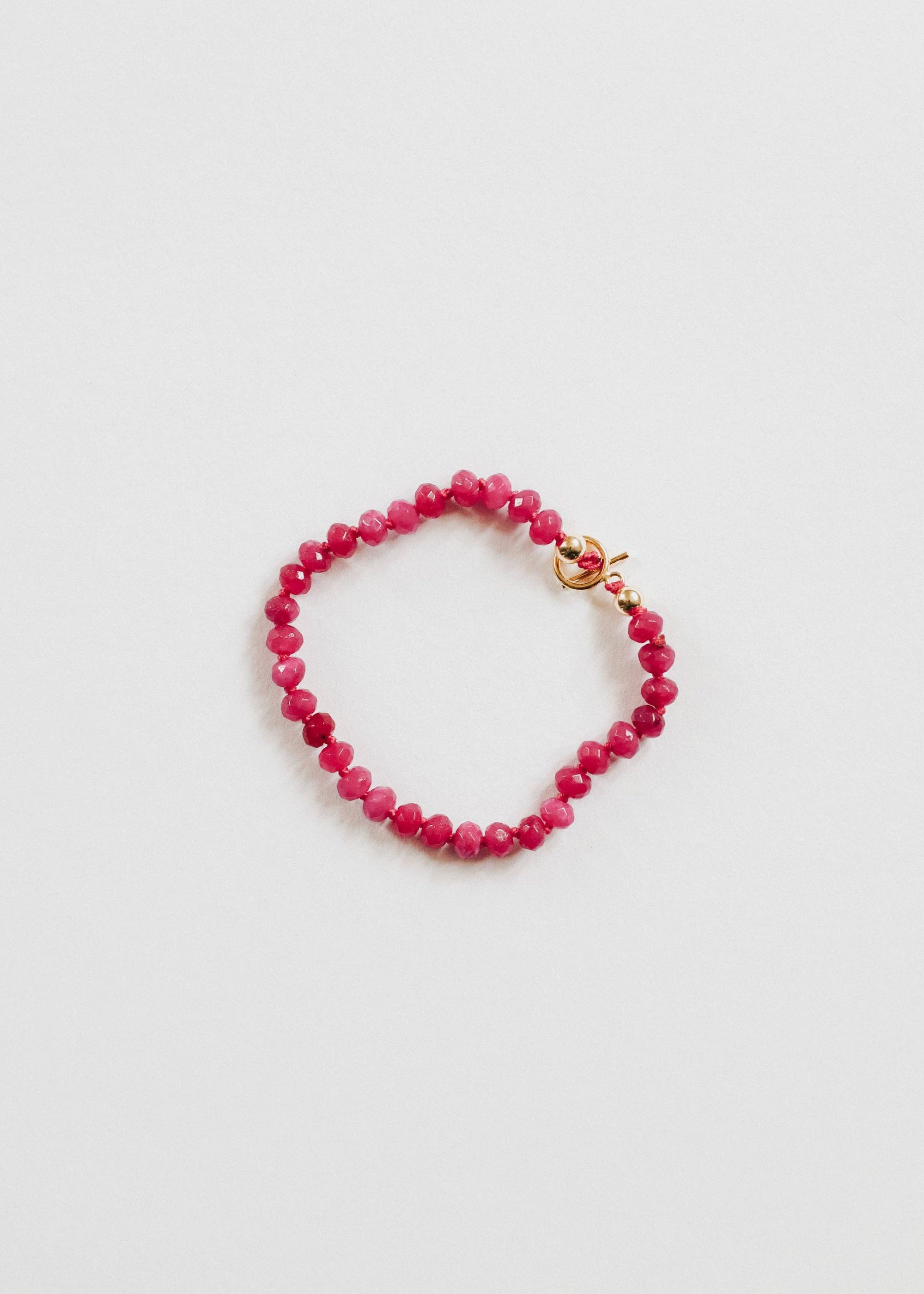 Pink Jade + Gold Gemstone Bracelet