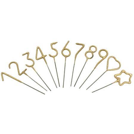 Mini 4&quot; Gold Number Sparkler Wand Card - Singles