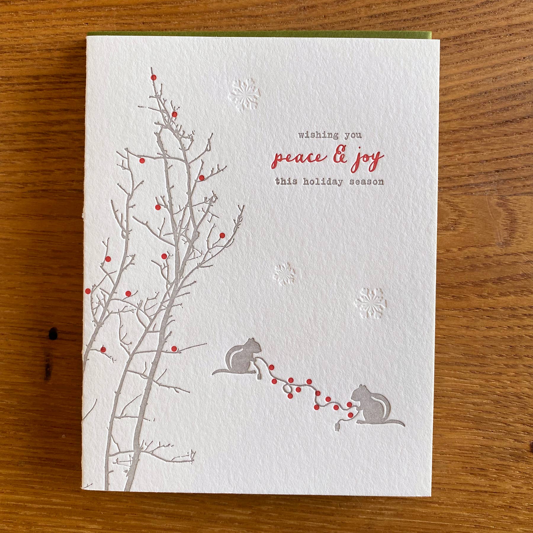 Holiday Letterpress Card Chipmunks Lights BOXED SET