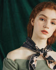 "Datura" Silk Bandana Scarf - Espresso