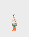 Monster Charm - White Faux Fur and Neon Orange Leather Boots