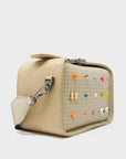 Benji Micro Crossbody Gravel Beige Leather Bag - Studs Pattern