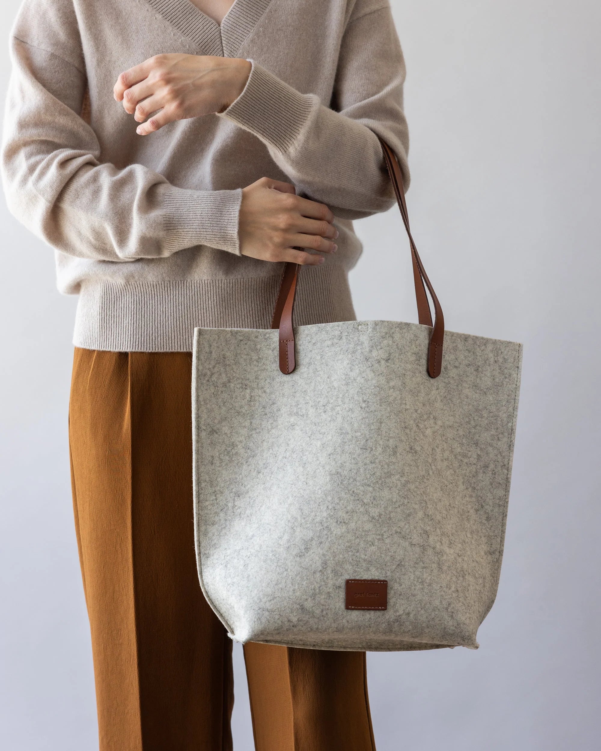 Hana Merino Wool Tote - Heather White